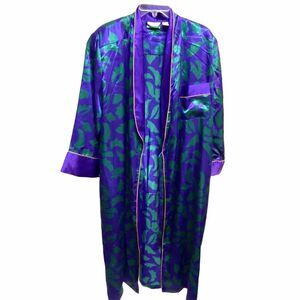 Vintage Victorias Secret Gold Label Purple Green Satin Robe Size M/L & Top Y2K